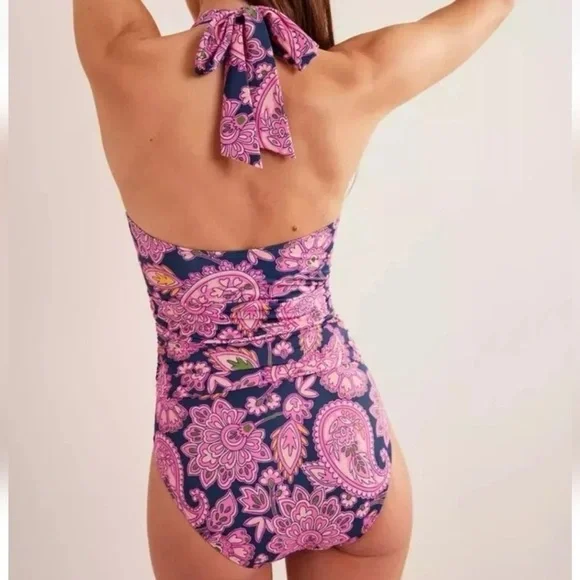 Boden Levanzo Ruched Halter Neck One Piece Swimsuit - Picture 3 of 7